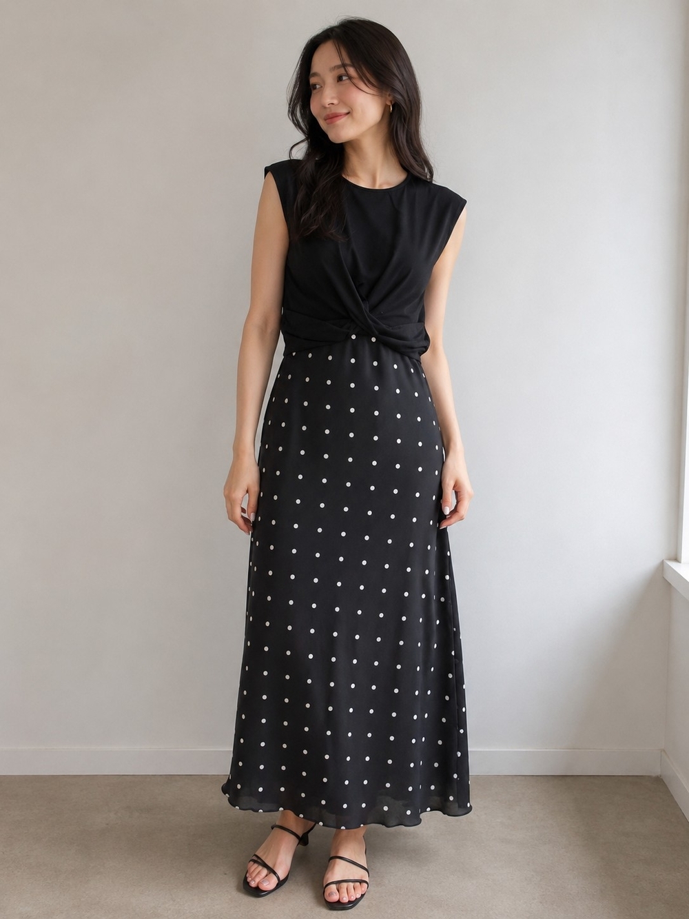 Black Polka Dot Maxi Dress